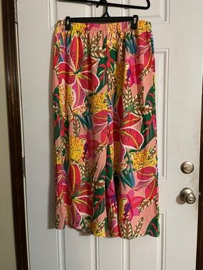 SHEIN Wide Leg Floral Palazzo Pants in Pink, Red, Yellow & Green